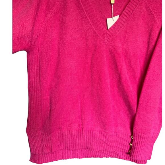 Lilly Pulitzer NWT Kaycee Sweater V Neck Pullover Raglan Sleeve Pink Size Large - Picture 6 of 15